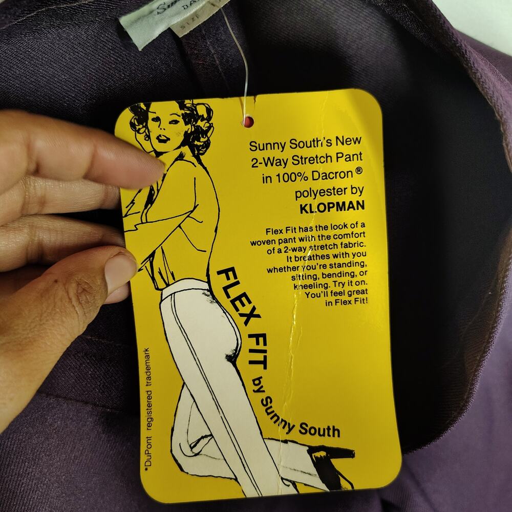Vintage 70s Sunny South Purple High Waist Flare Pants Women Sz 10 NWT Deadstock